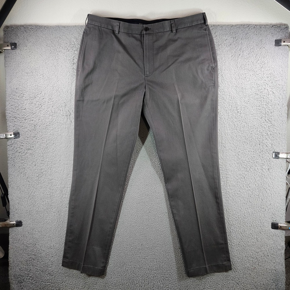 Brooks Brothers Advantage Chino Clark Fit Grey Cotton Pants Mens 40x33